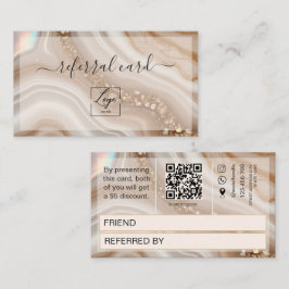 Vattenfärg Beige och guld Qr-kod Referral-kort Rabattkort
