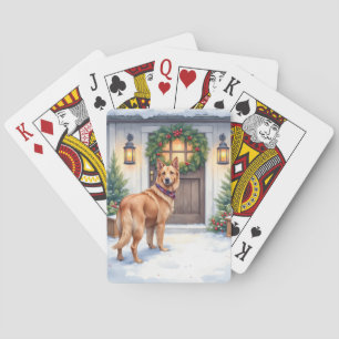 Vattenfärg belgisk Laekenois gård jul Casinokort