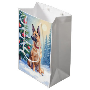 Vattenfärg belgisk malinois städsegrön jul