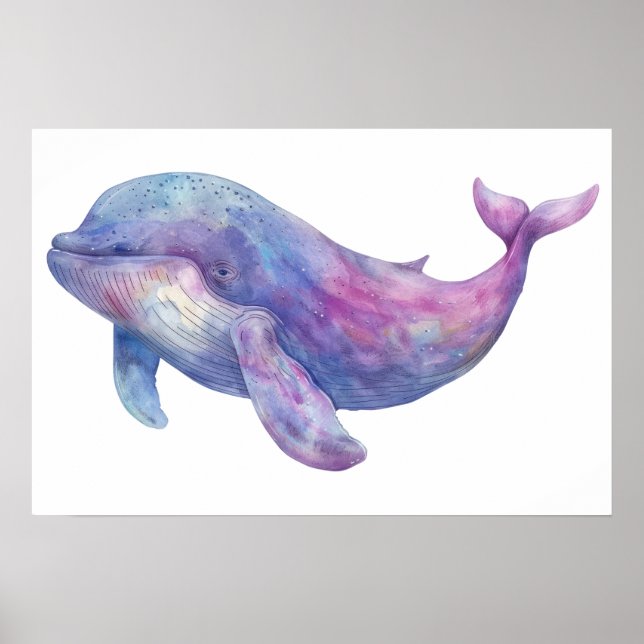 Vattenfärg Beluga Whale Small Poster (Framsidan)