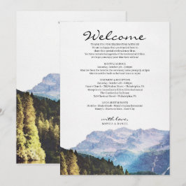 Vattenfärg Berg Bröllop Välkomst Itinerary Program