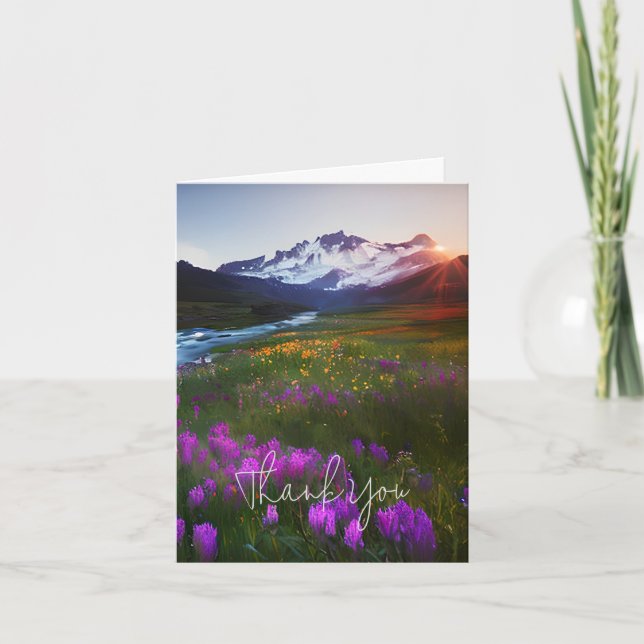Vattenfärg berg och blommor anpassningsbara kort (Framsida)