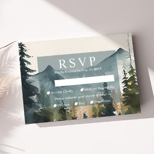 Vattenfärg Berg Och Tallar Bröllop RSVP-kort OSA Kort
