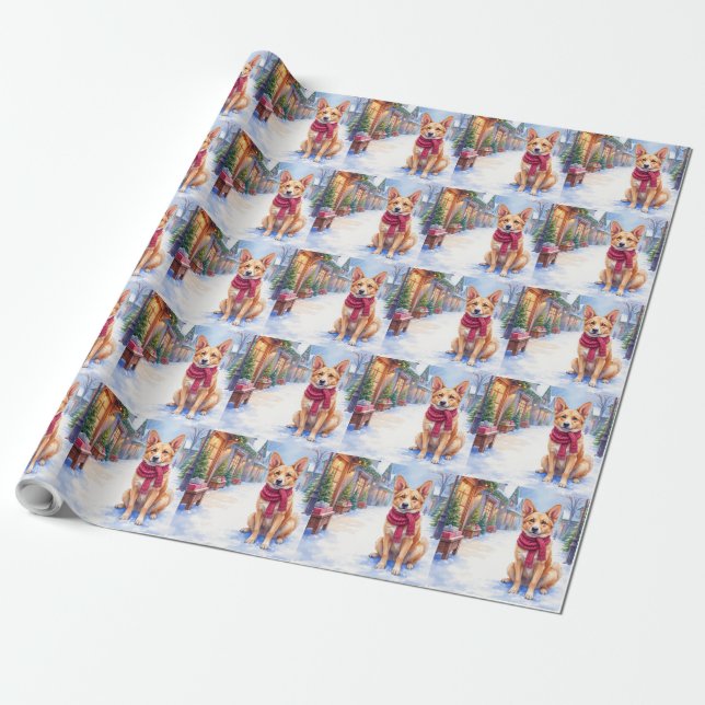 Vattenfärg Berger Picard Byn Torget Jul  Presentpapper (Utrullad)