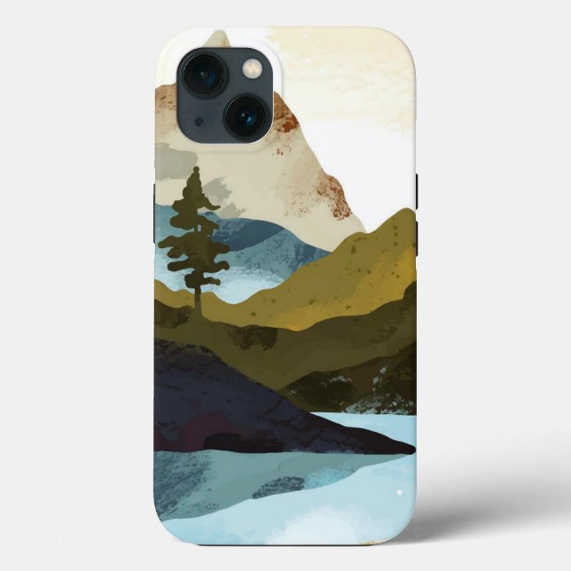 Vattenfärg berglandskap iPhone / iPad-fodral (Baksida)