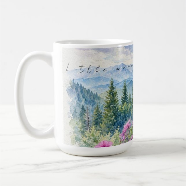 Vattenfärg Bergvildblommor och Stillhet Kaffemugg (Vänster)