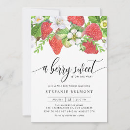Vattenfärg Berry Sweet Strawbär Baby Shower Inbjudningar