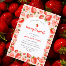 Vattenfärg Berry Sweet Strawbär Baby Shower