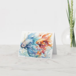 Vattenfärg Beta Fiske Blue & Orange Blank Anteckningskort