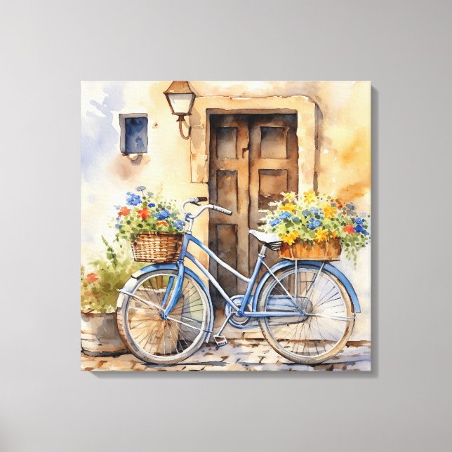Vattenfärg Bicycle Canvas Art (Framsida)
