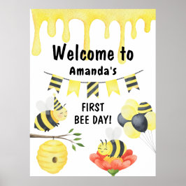 Vattenfärg Biedags Födelsedagsfest Välkommen Poster