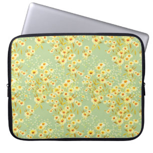 Vattenfärg bild i daisy blommor i ett ljussken laptop fodral