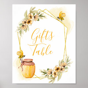 Vattenfärg Bina Botaniska Gåvor Bord Skylt