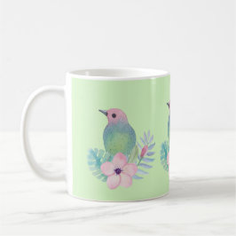Vattenfärg Bird och Flower Kaffemugg