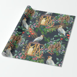 Vattenfärg Bird och Lantern Design jul Presentpapper