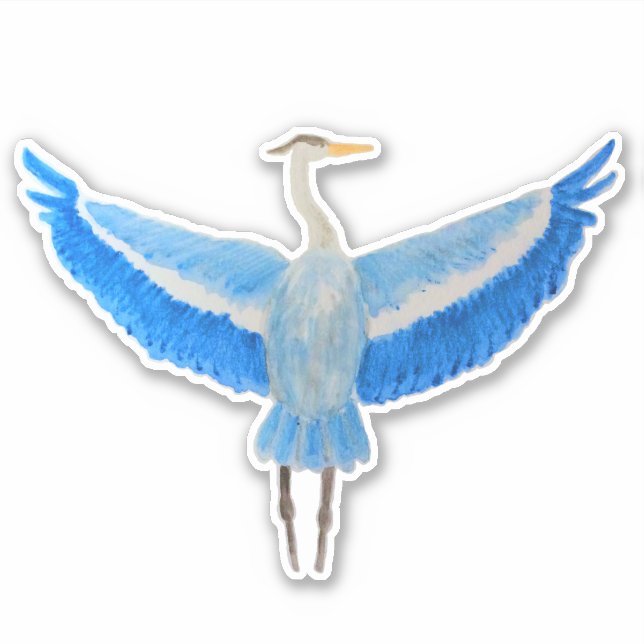 Vattenfärg Bird Underbar Blue Heron Klistermärken (Framsida)