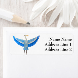 Vattenfärg Bird Underbar Blue Heron Returadress Etikett