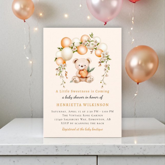 Vattenfärg Björn Baby Shower Inbjudan (Skapare uppladdad)
