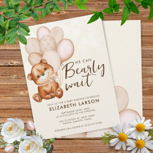 Vattenfärg Björn Knapp Vänta Baby Shower Inbjudan