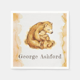 Vattenfärg Björnmålad Personlig Pappersservett