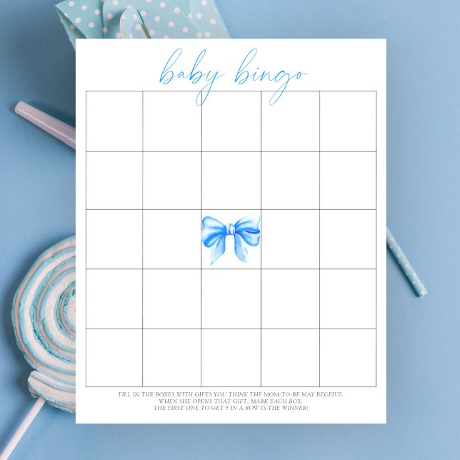 Vattenfärg blå båge Baby Bingo spel (Skapare uppladdad)