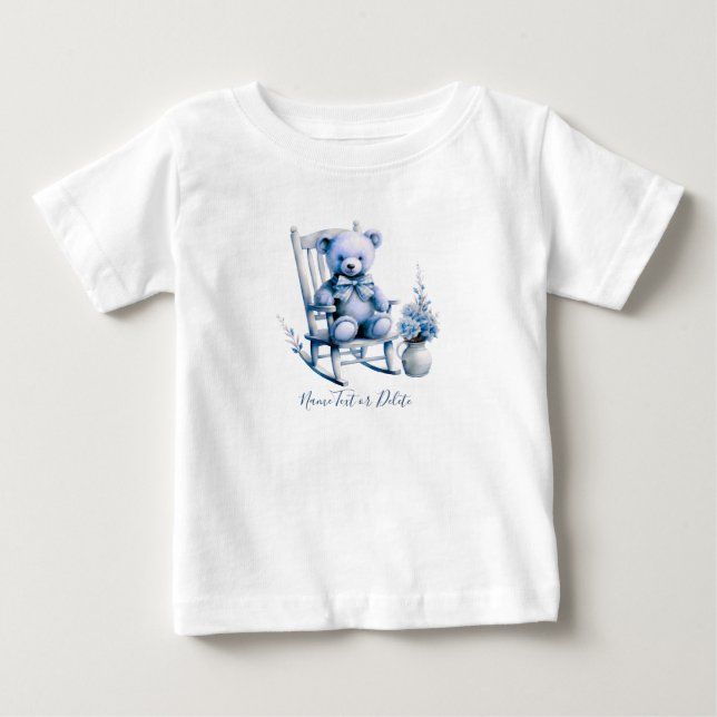 Vattenfärg Blå Björn Baby T-Shirt (Framsida)