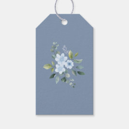 Vattenfärg Blå Blommiga Bröllopsgavetyper Presentetikett
