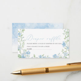 Vattenfärg blå blommor båge band baby shower dia tilläggskort