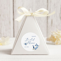 Vattenfärg Blå Blomster Bröllopsdusch