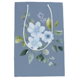 Vattenfärg blå blomsterbröllopspresentväska
