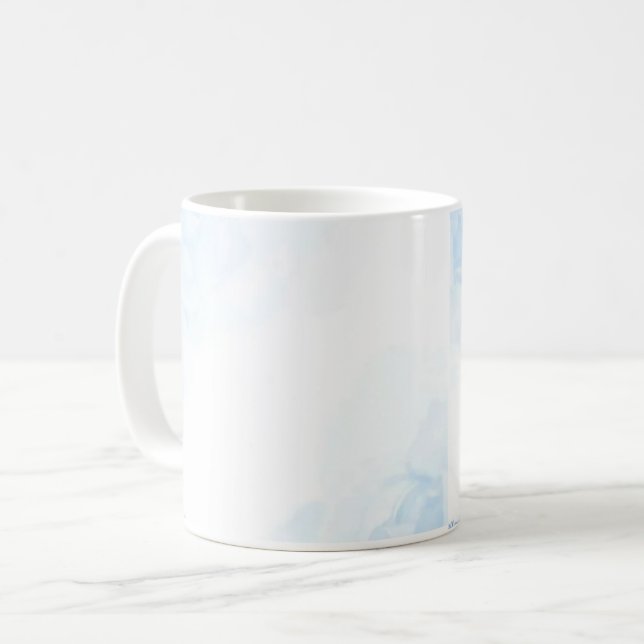 Vattenfärg Blå Botanisk Frostad Glas Mugg (Framsida vänster)
