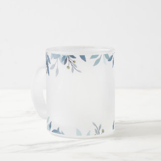 Vattenfärg Blå Botanisk Frostad Glas Mugg