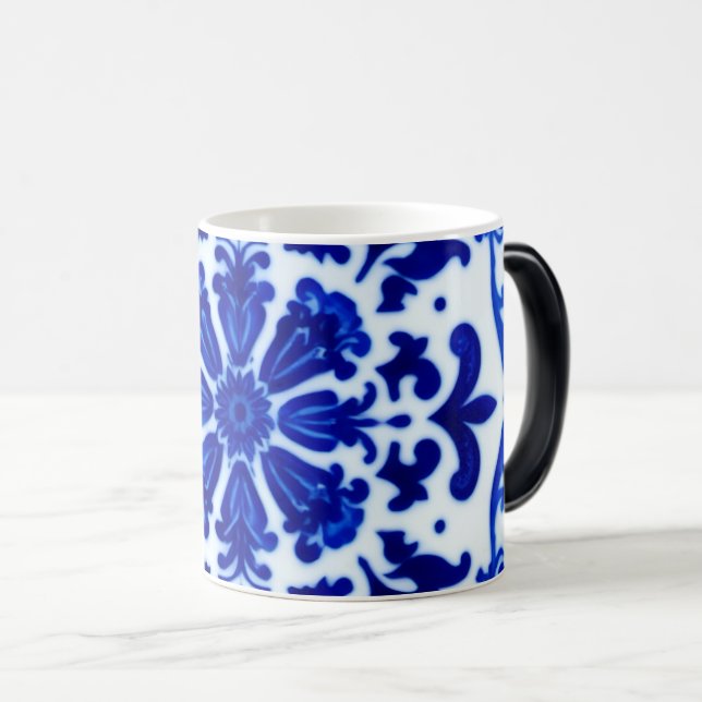 Vattenfärg Blå Botanisk Frostad Glas Mugg (Framsida höger)