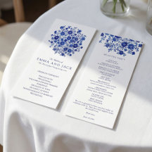 Vattenfärg Blå Bouquet Bröllopsordning för Ceremon
