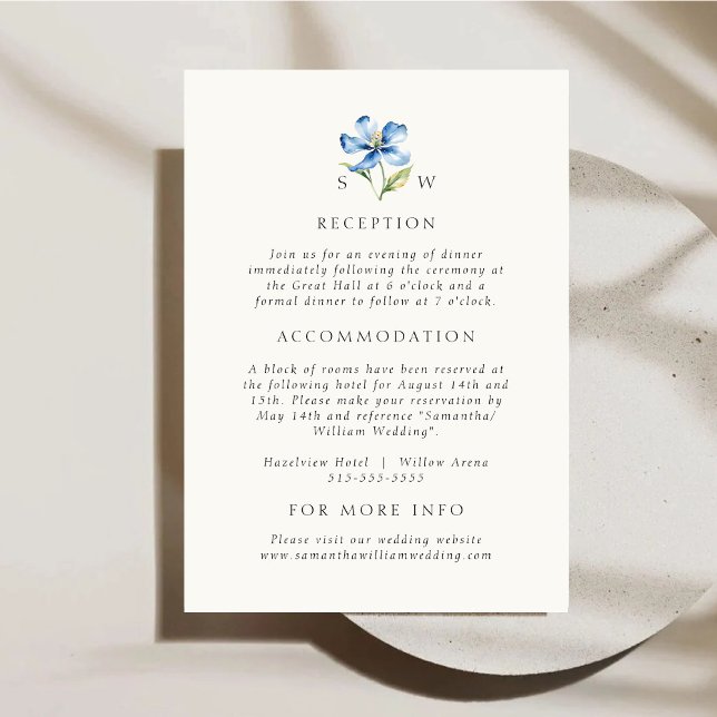 Vattenfärg Blå Brölljusdetaljer Bifogad Kvitto Kor Tilläggskort (Skapare uppladdad)