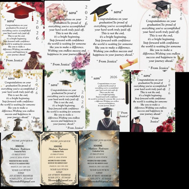 Vattenfärg Blå Guld Marmor Agat Examen Fest Kort (For more inivtation card go to our graduation collection )