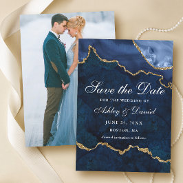 Vattenfärg Blå Guld Marmor Agat Geod Foto Spara Datumet