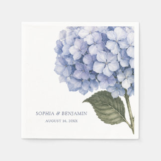 Vattenfärg Blå Hortensia Anpassad Bröllop Pappersservett