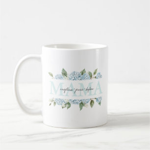 Vattenfärg Blå Hortensia Barns Namn Mamma Kaffemugg