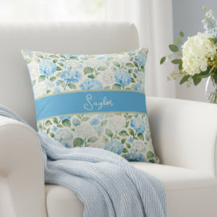 Vattenfärg Blå Hortensia Blommig Namn Kudde