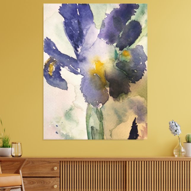 Vattenfärg Blå Iris Canvastryck (Insitu (Vardagsrum))