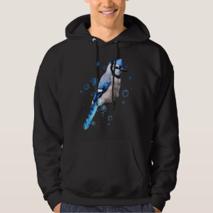 Vattenfärg blå jay fågel konstnärlig djur konstnär hoodie