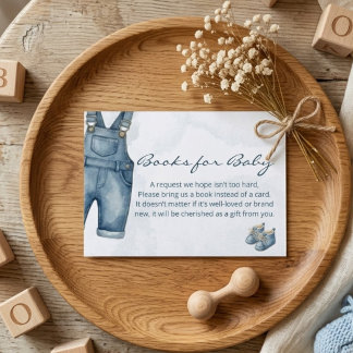 Vattenfärg Blå Jeans Baby Shower Böcker för Bebis Tilläggskort