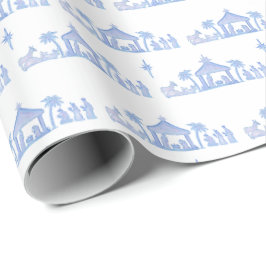 Vattenfärg Blå Julkrubba Presentpapper
