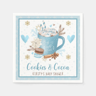 Vattenfärg Blå Kakor och Kakao Baby Shower Pappersservett