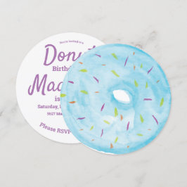 Vattenfärg Blå Munk Sprinkle Mix Rund Inbjudningar