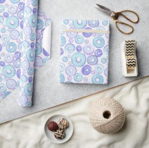 Vattenfärg Blå Munkar Babypojke Babyshower Presentpapper