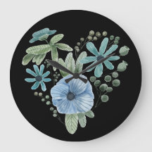 Vattenfärg Blå och Grön Blommig Hjärtform