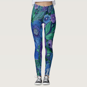 vattenfärg, blå och lila, vattenfärg för anemoner, leggings