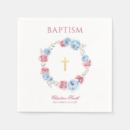 Vattenfärg Blå och Rosa Blommigt Utandning Pappersservett